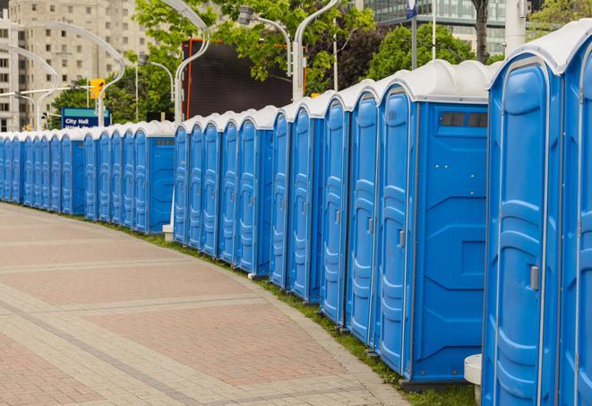 Seasonal porta potty units set up at a Gulfport, Mississippi venue